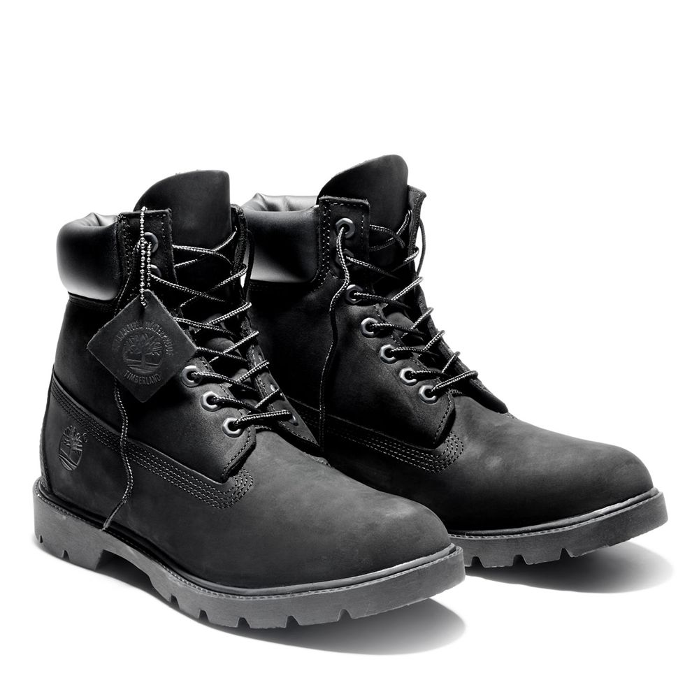 Timberland Mens Snow Boots 6-Inch Basic Waterproof w/Padded Collar - Black - India ZF7536041